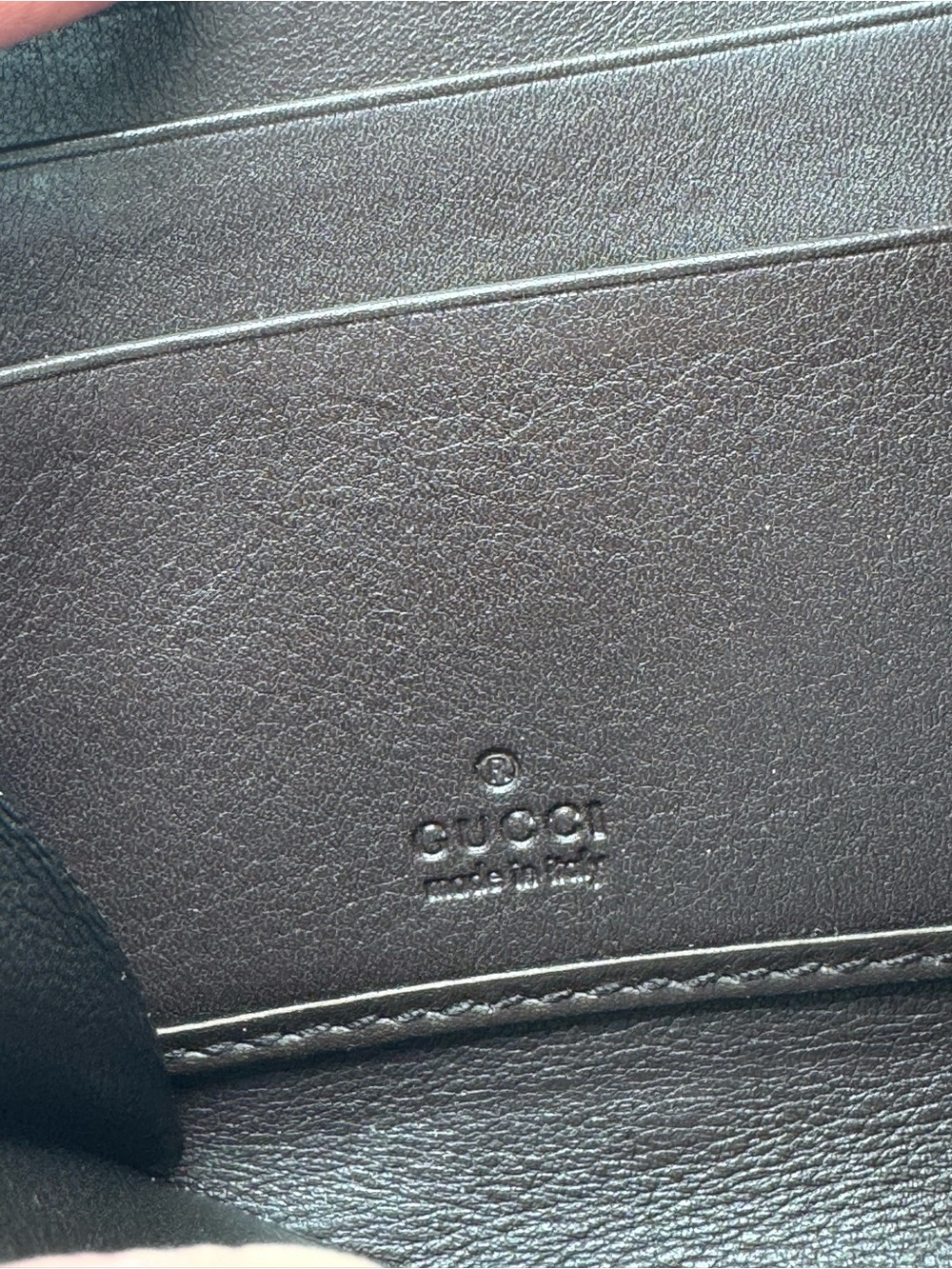 GucciSsima Embossed GG Black Leather Zip Wallet with Gold-Tone Charm - Picture 10 of 12